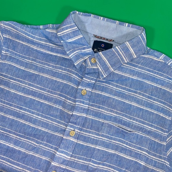Ben Sherman Linen Shirt‎ Striped Short Sleeve Casual Button Down Size M - Picture 1 of 5